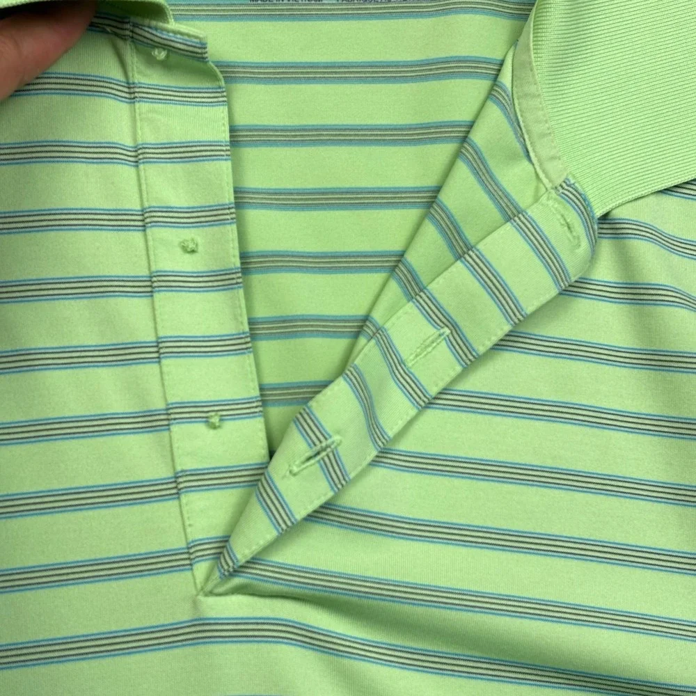 Nike Golf Fit Dry Polo Shirt Mens‎ XL Lime Green Striped Short Sleeve
